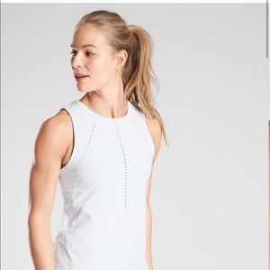 Athleta white running tank with back tie